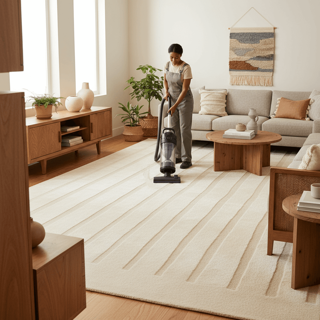 Residential carpet cleaning with visible professional results